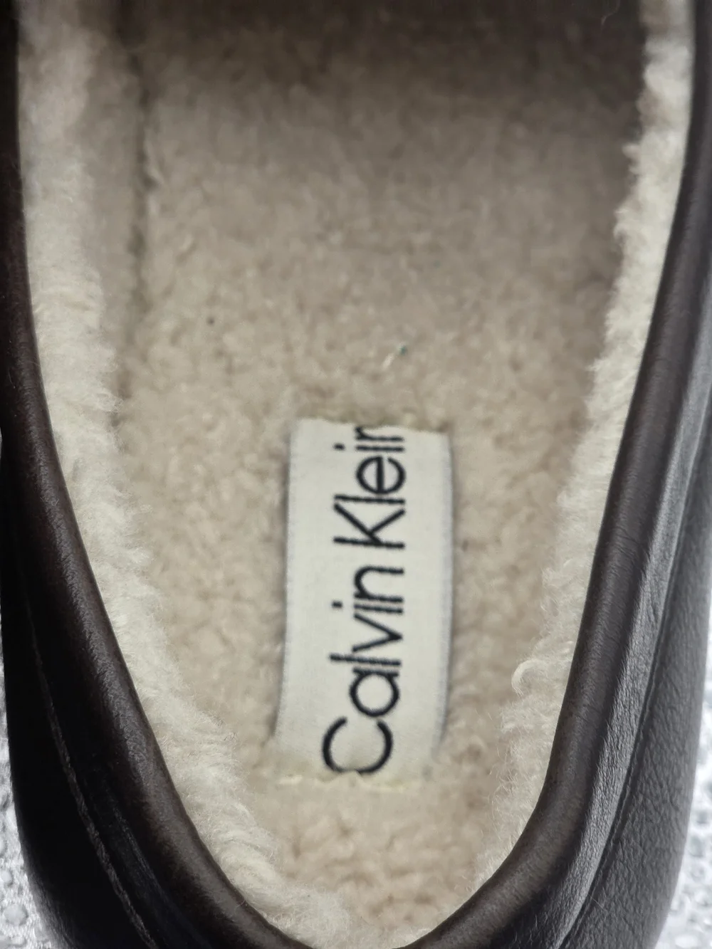Calvin Klein Men’s Brown Leather Slip-On Moccasin